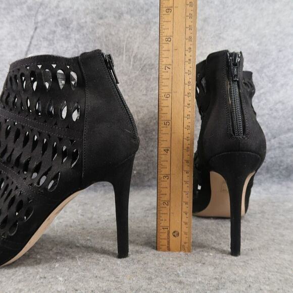 Aldo Shoes Womens 7 Pumps Stilettos Caged Laser Cut Fashion Zip Black Open Toe - Picture 5 of 13